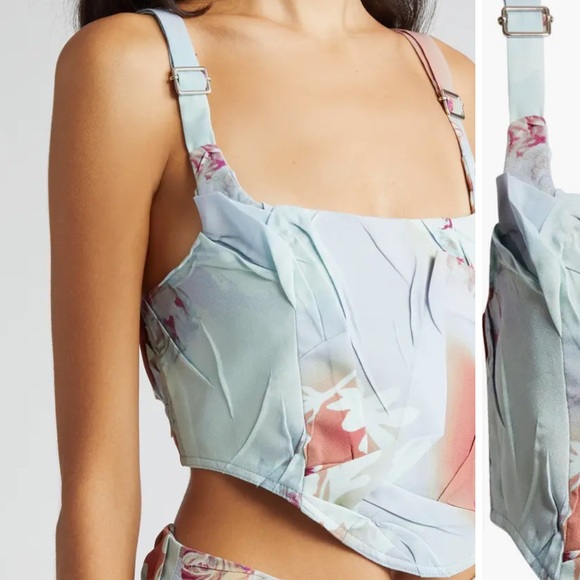 Julia Heuer Helmut Floral Crepe Crop Top ( small) - Picture 4 of 11